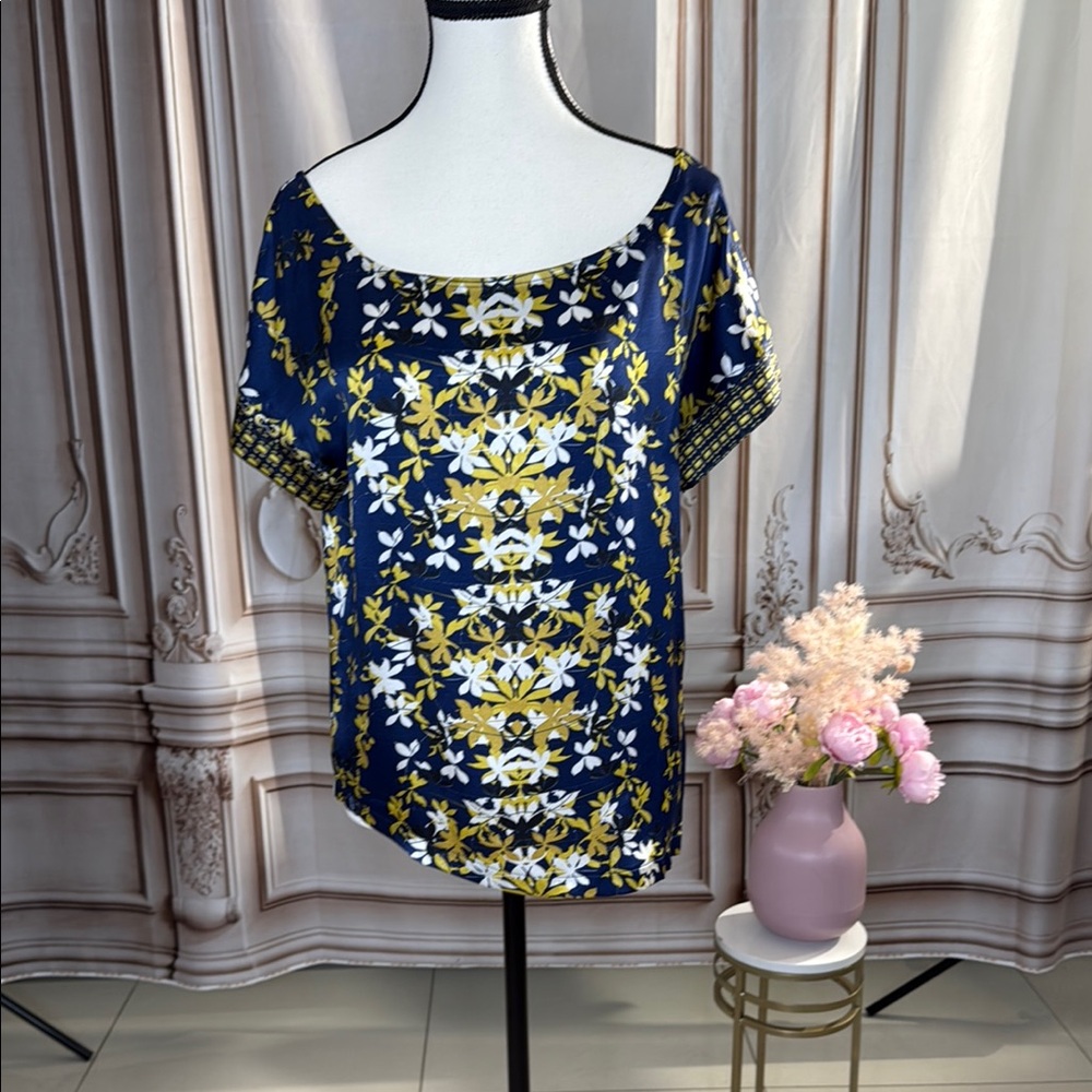 Just Cavalli Relaxed Graphic Yellow and Blue Blouse